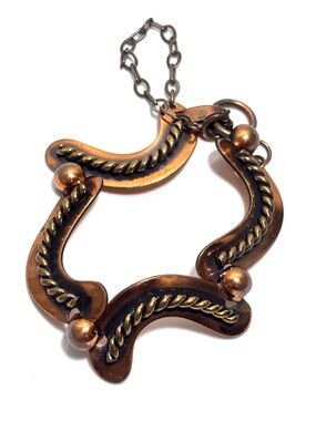 Vintage Copper MCM Modernist Panel Link Bracelet